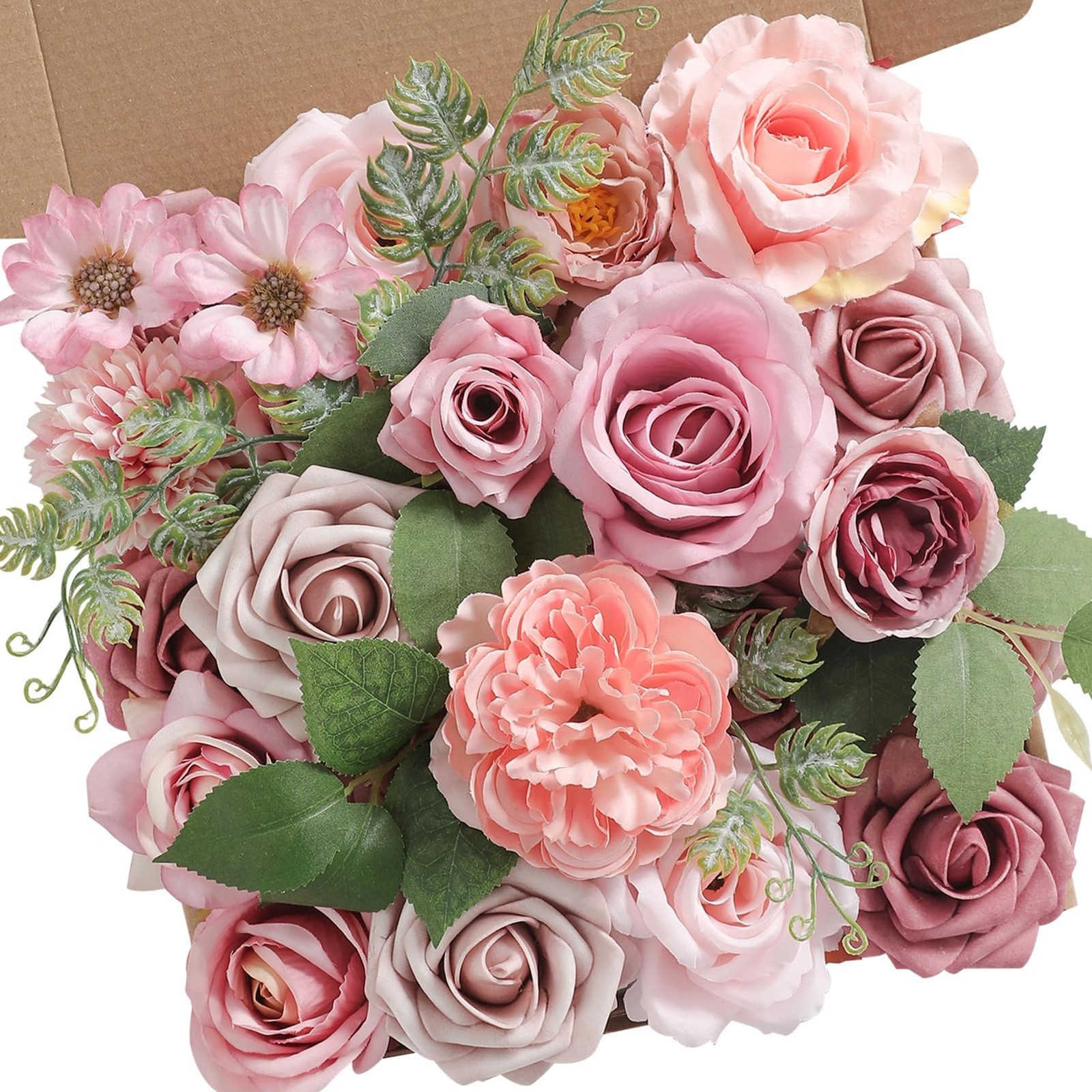Artificial Flowers Combo Dusty Pink Silk Fake Bouquet Wedding Party Decor