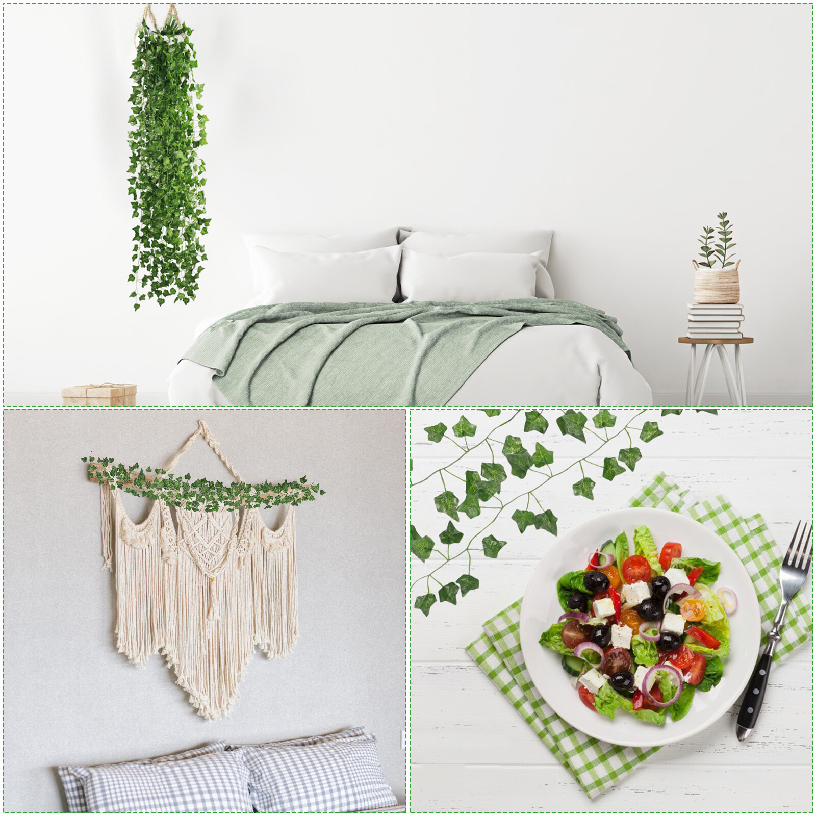 EZFLOWERY 120 Strands 840 Feet Artificial Ivy Vines Leaves, Silk Garland Fake