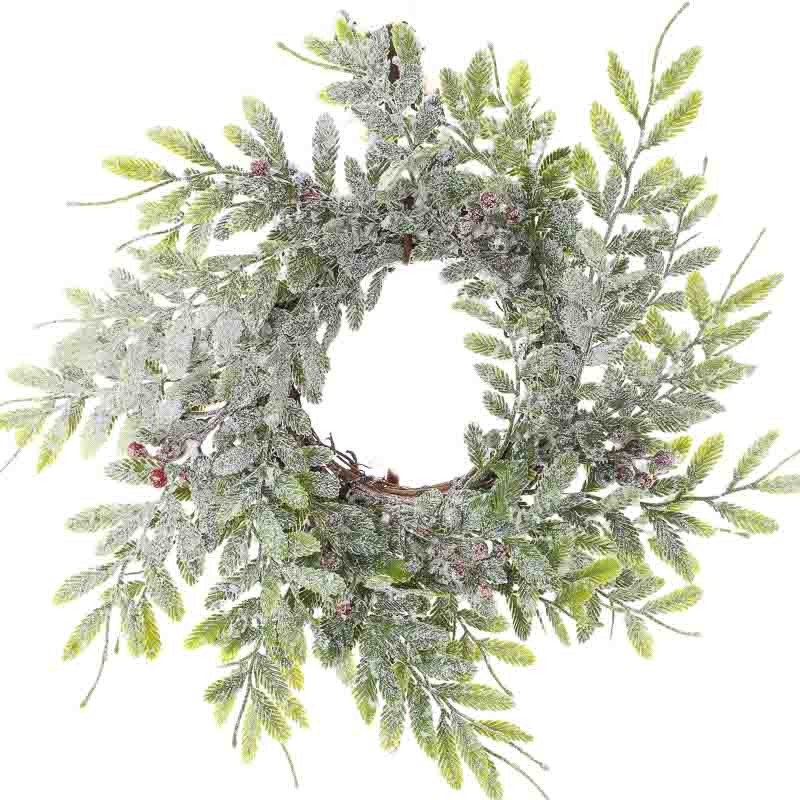 Set of 2 Artificial Frosted Fern and Berry 10″ Rings / Small Wreaths