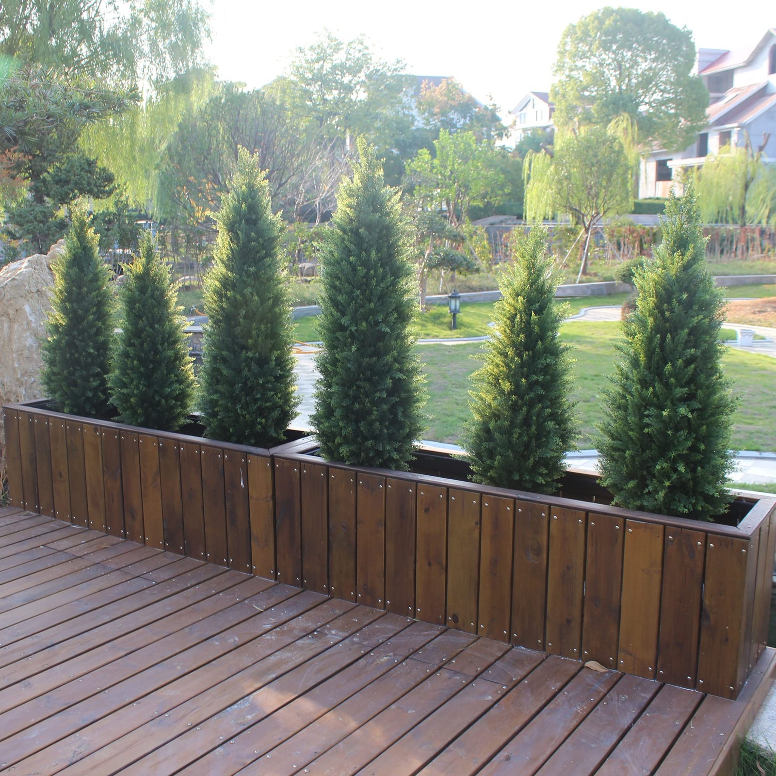4ft Artificial Cedar Trees Artificial Topiary Trees Set of 2 Faux Cypress Pla…