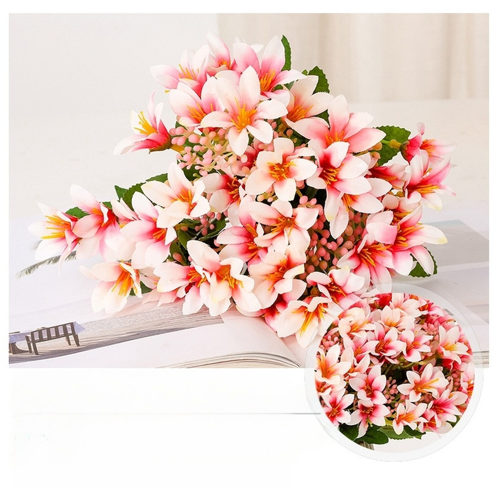 Artificial Lily Bouquet Silk Cloth 18 Stems for Modern Minimalist Decor 32cm