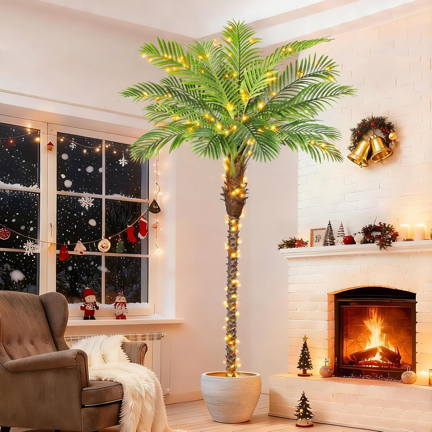 8.5Ft Tall Artificial Phoenix Palm Tree for Outdoors Indoor Decor, Large Faux Co
