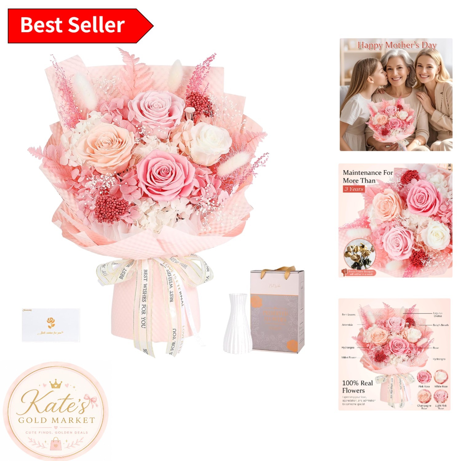 Forever Pink Roses in Gift Box – Perfect for Birthday Gifts or Anniversaries