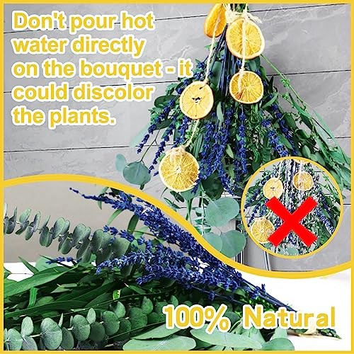 Dried Eucalyptus and Lavender Bundle for Shower, 20pc Natural Hanging Decor