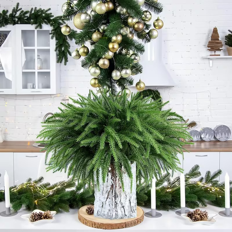 12 Pcs Artificial Norfolk Pine Branches, Norfolk Pine Artificial Pine Stems DIY
