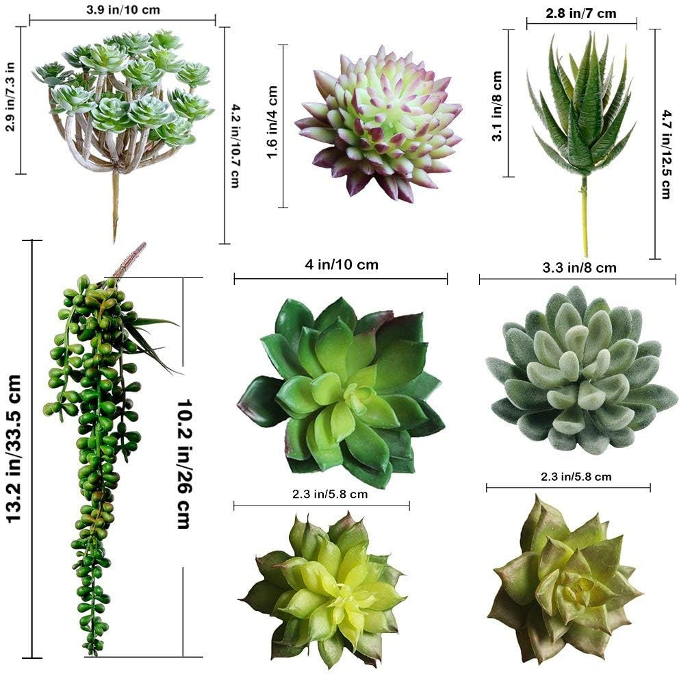 Winlyn 6 Pcs Unpotted Fake Succulents Assorted Faux Succulent in Different Green