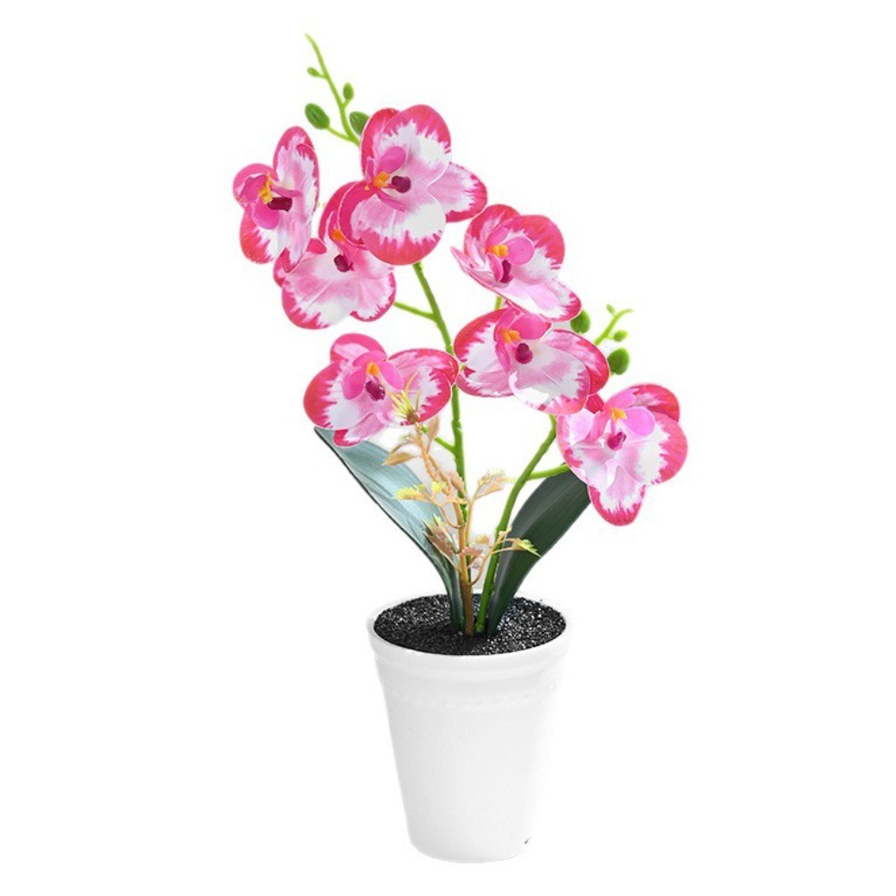 31cm Faux Orchid Plant with Pot Pixel Cloth Artificial Flower for Rooms
