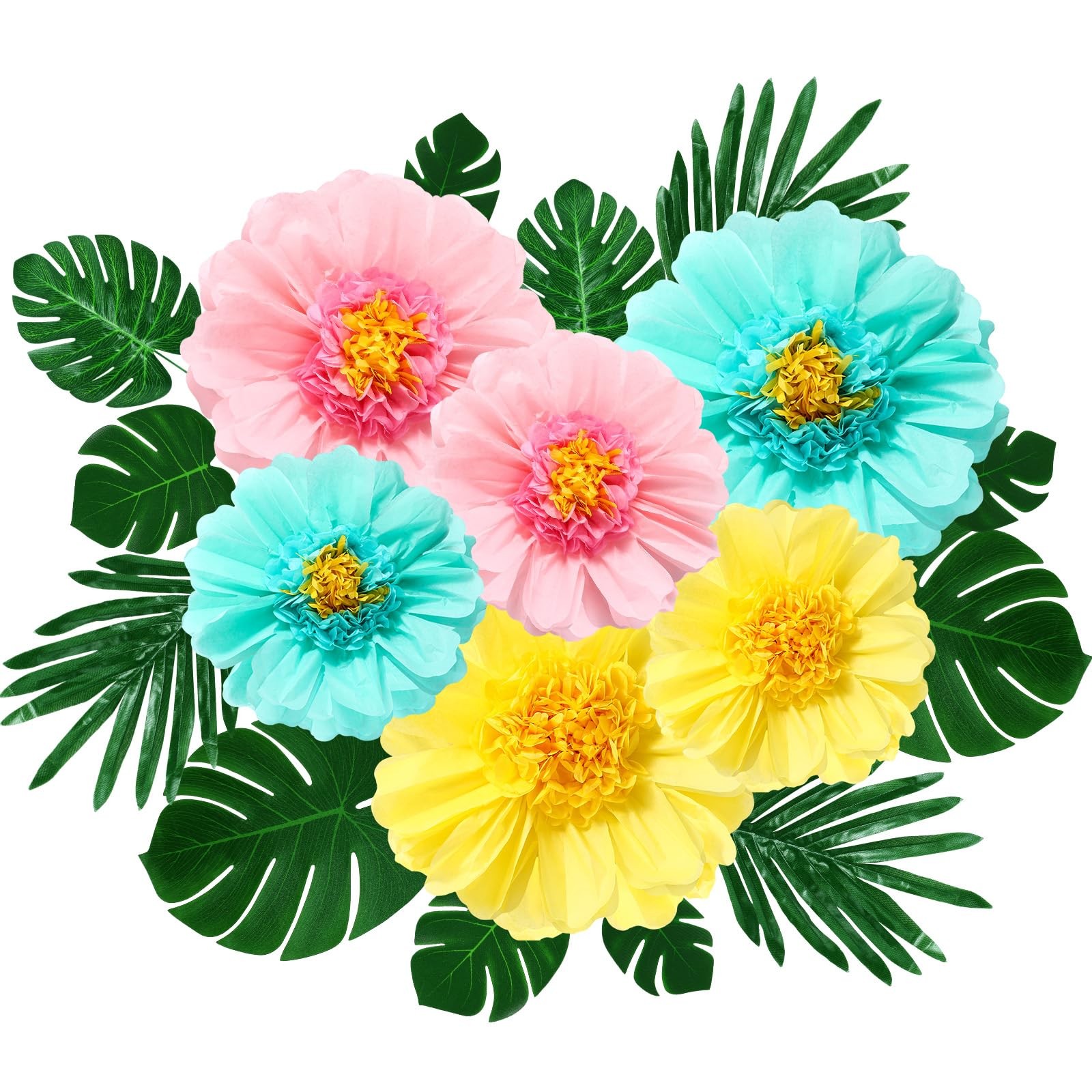 40 Pcs Hawaiian Hibiscus Decorations Large Flowers and Artificial Tropical Le…