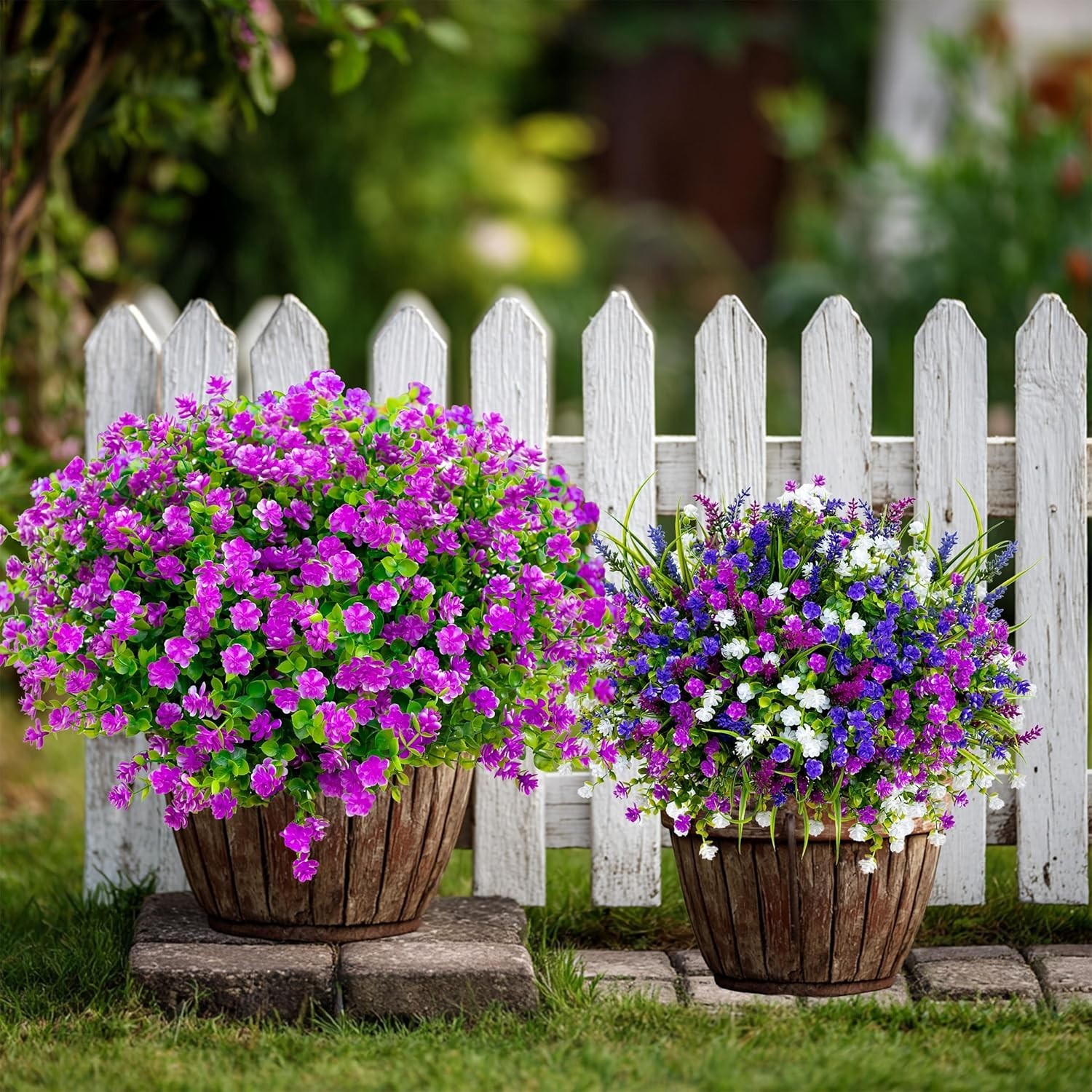 Pet-Friendly Magenta Artificial Plants – 12 Bundles of Easy Care Outdoor Flowers
