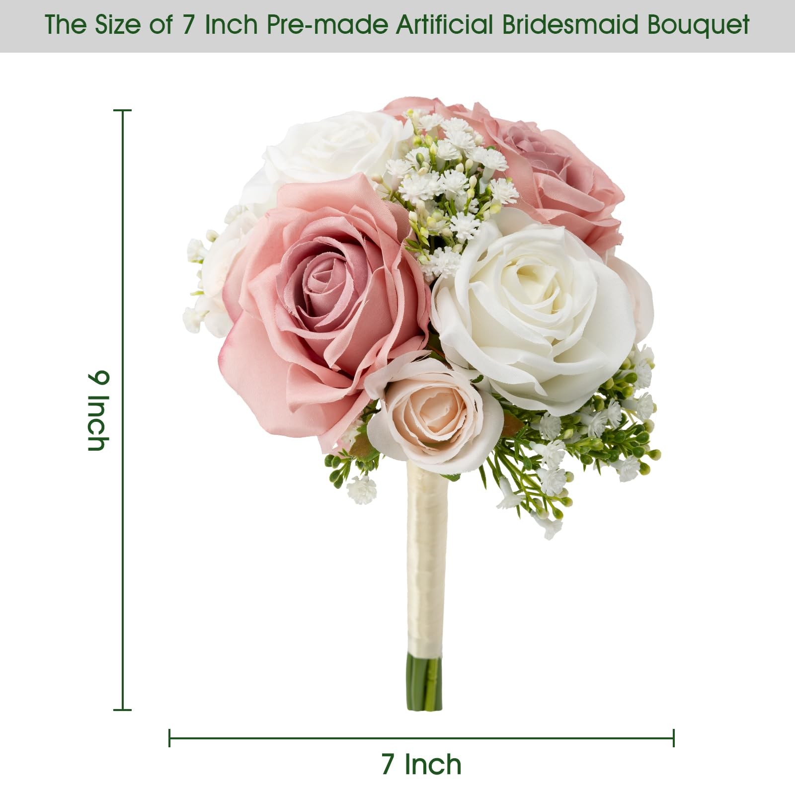 DIYDOFUN Wedding Bridesmaid Bouquets Set of 6, Artificial Silk Flowers Arrang…