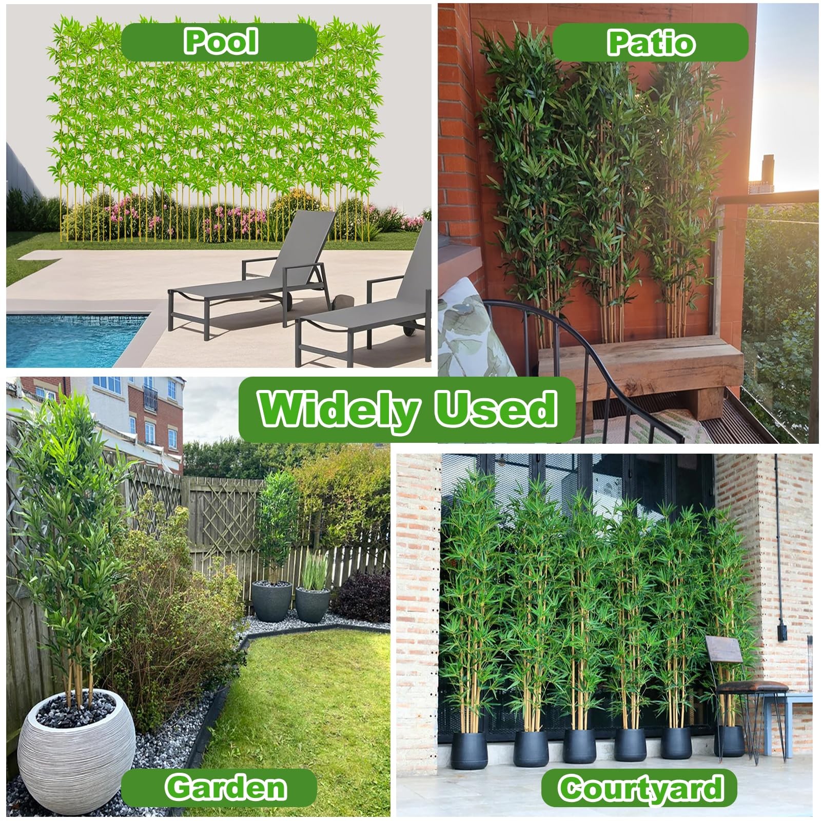 4/5/6/7 ft Faux Bamboo Plant Outdoor 10 Pack, Fake Bamboo with Encrypted Leav…