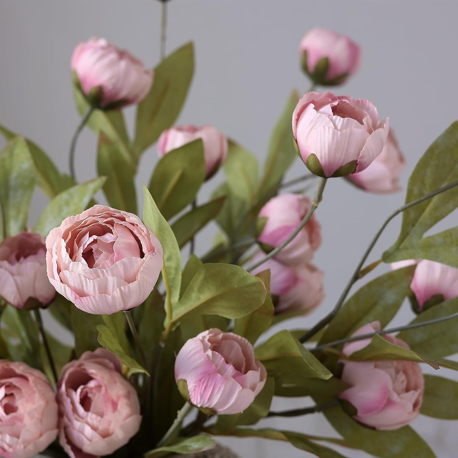 6 Pcs Faux Silk Peony Artificial Flowers for Vase -27″, Bulk Fake Peonies Branch