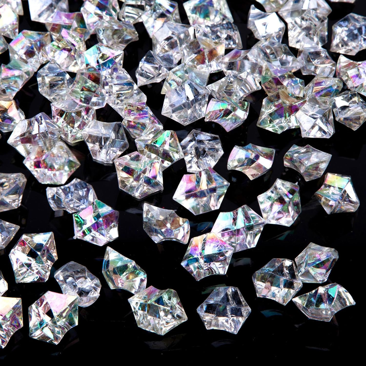 Iridecent Fake Ice, 150PCS Sparkling Vase Fillers Fake Diamonds Clear Gem Stones