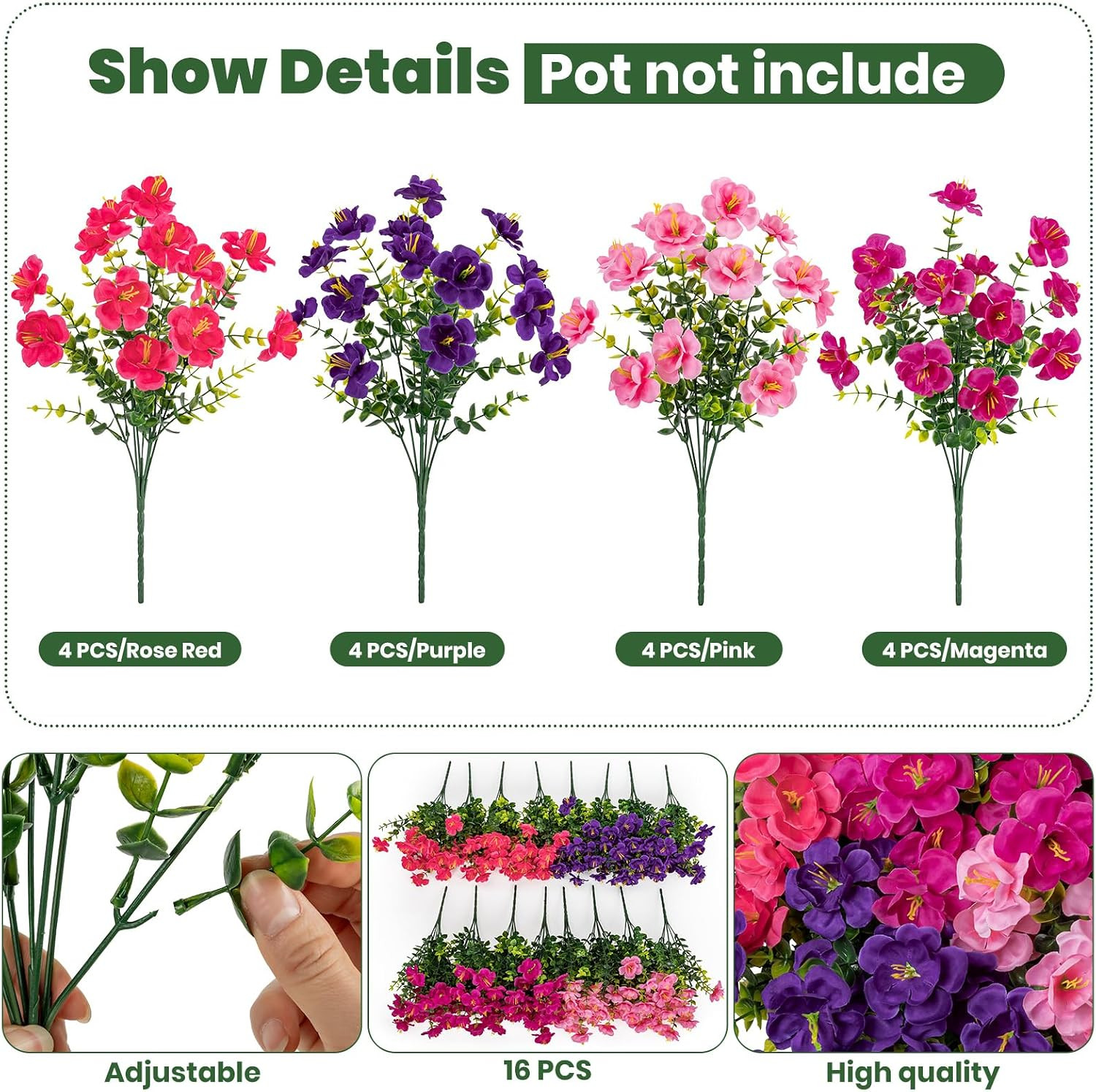 16 Bundles Realistic UV Resistant Camellia Flowers for Home & Wedding Decor
