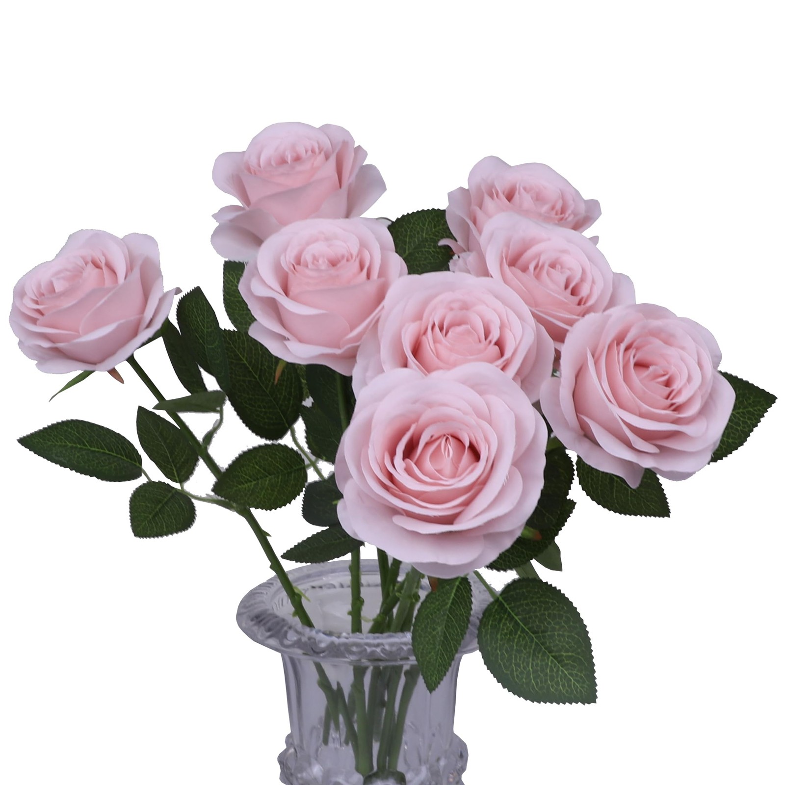 12pcs Roses Artificial Flowers Real Touch Fake Flowers with Long Stems Silk F…