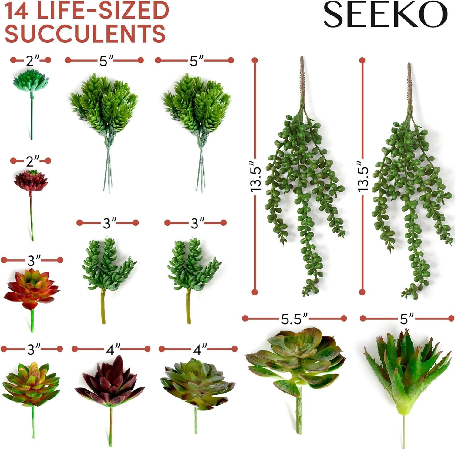 Elegant 14-Pack Artificial Succulents – Realistic Indoor/Outdoor Decor