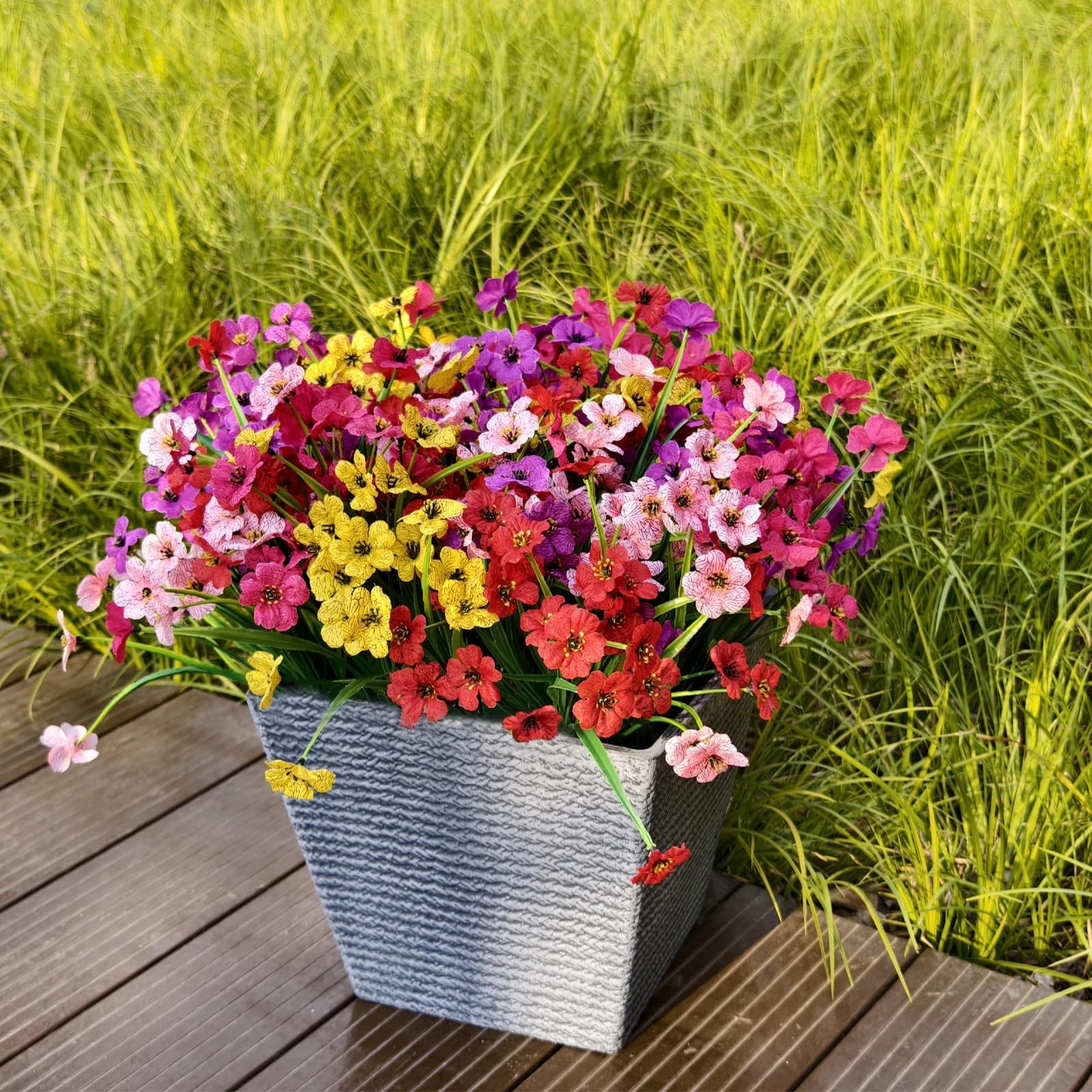 20 Pcs Plastic Flowers for Outdoors, Fake Outdoor Artificial Flowers for Outd…