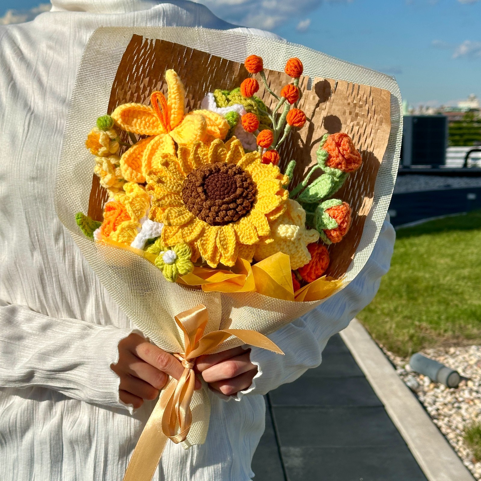 Handmade Crochet Sunflower Bouquet | Get Well, Birthday Gift, Teacher Appreciati