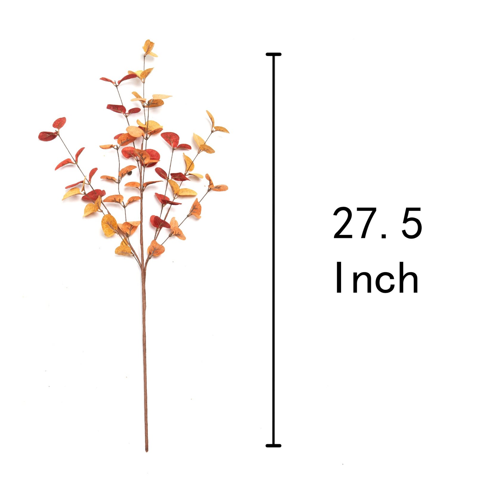 Eucalyptus Stems 6 Pcs, Fall Autumn Decor, Artificial Leaves, Orange