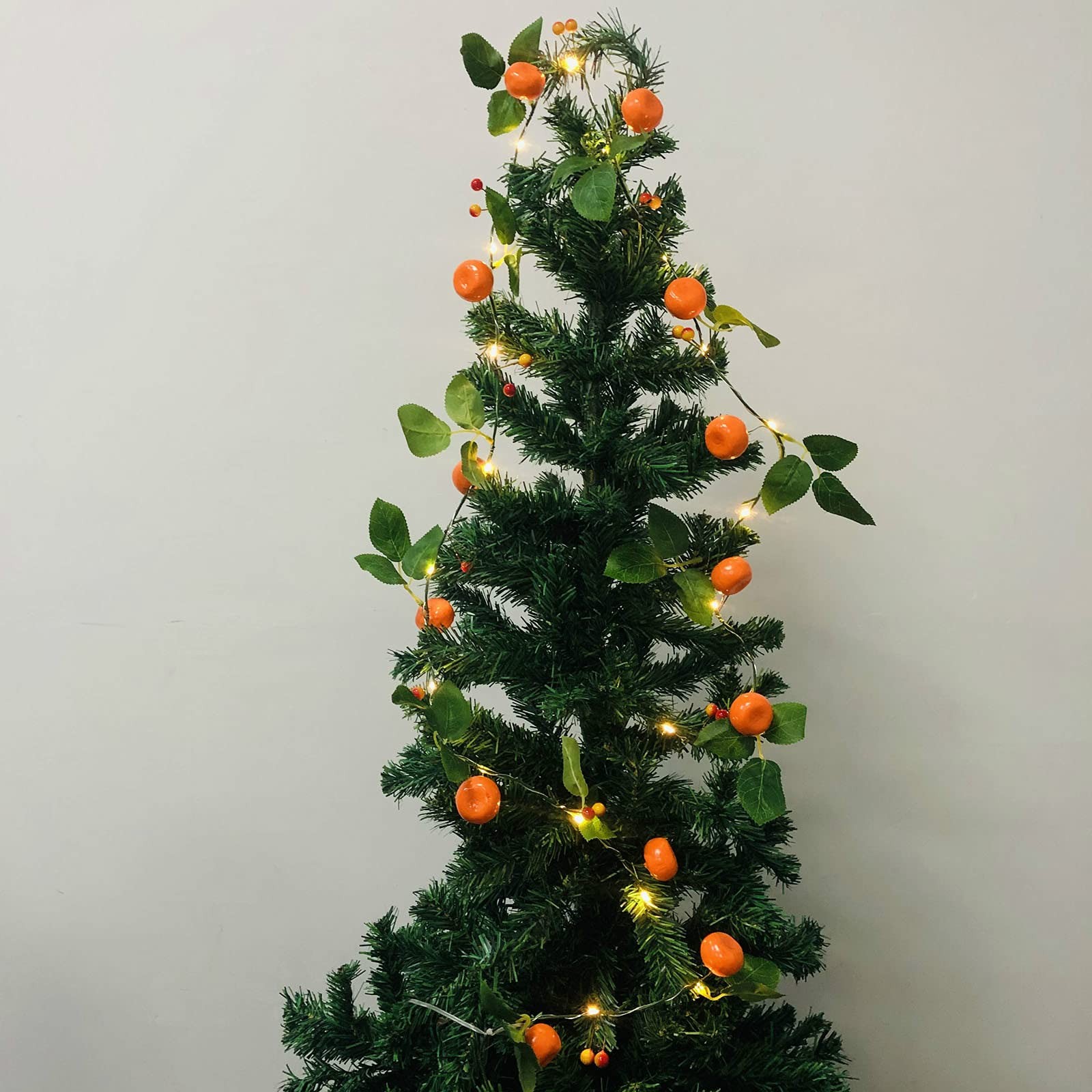 Artificial Fruit Tangerine String Lights LED Oranges Hanging Vines Plant Garl…