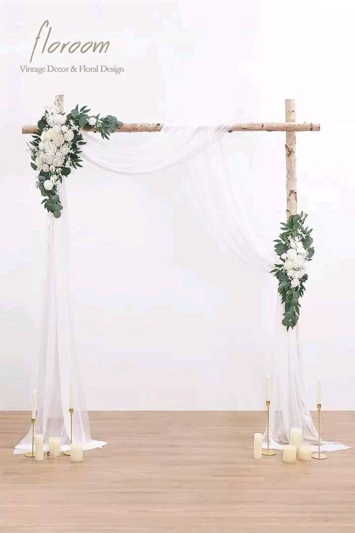 Floroom Arch Flowers with Drapes Kit (Pack of 4) – 2pcs Artificial Ivory & Wh…