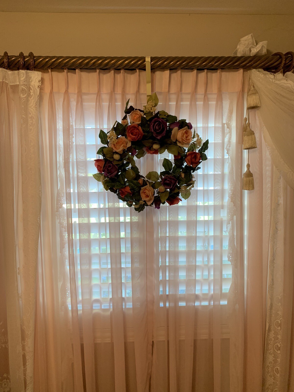 ❤️Large Door Wreath Pink Purple Lavender Roses Farmhouse Décor Wreath 17-18”
