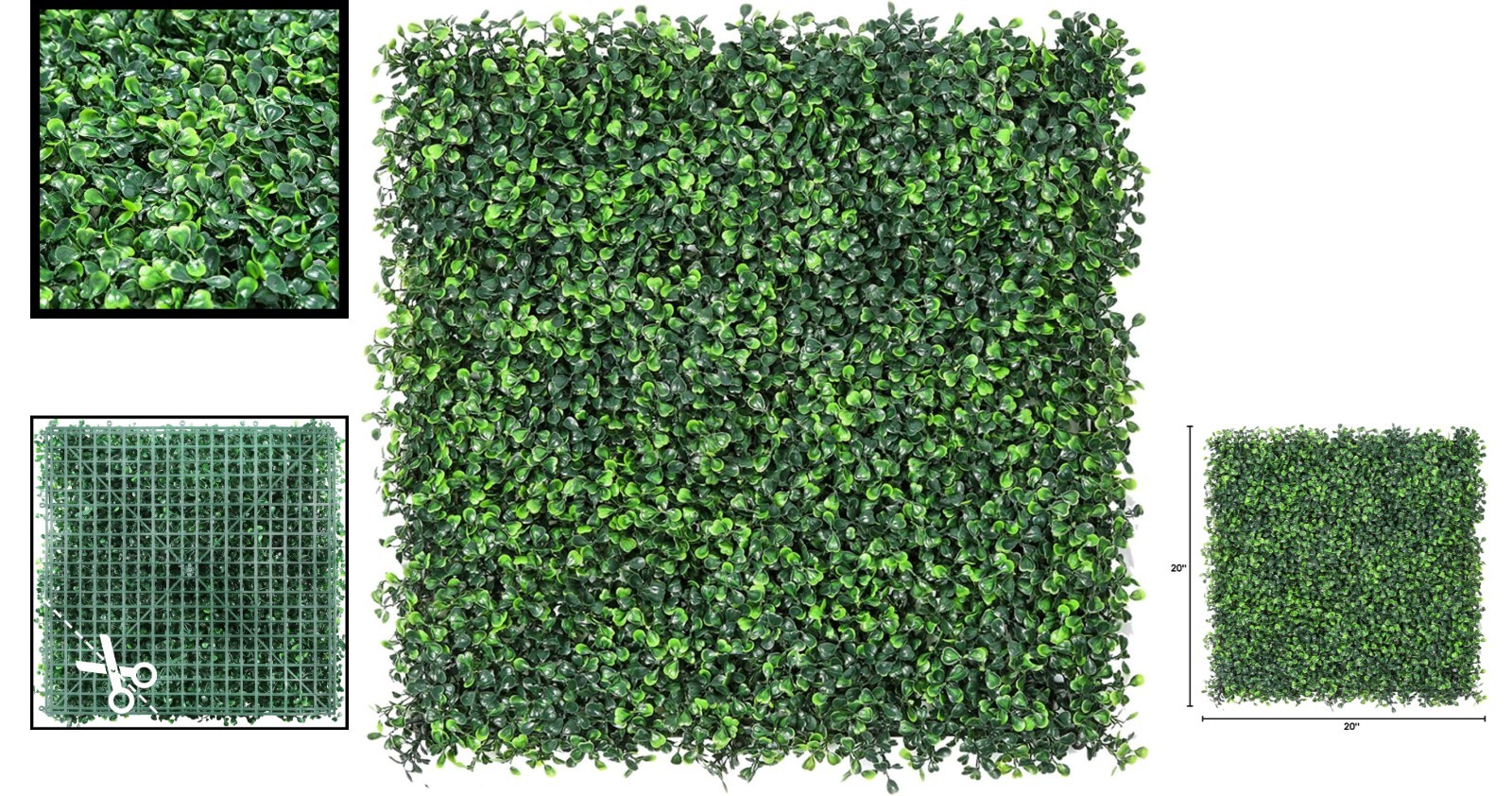 Artificial Boxwood Hedge Panels 20×20 Inches for Outdoor and Indoor Privacy