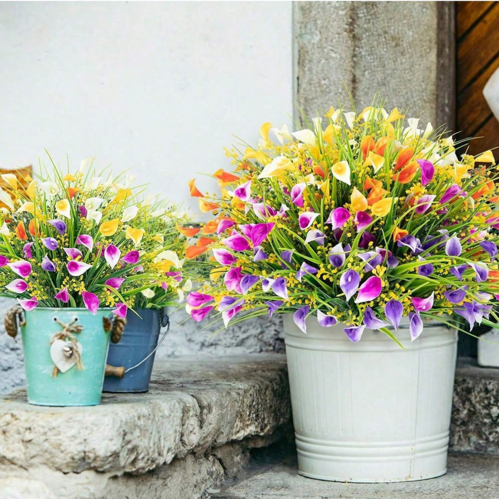 5 Bunch Artificial Calla Lily Flowers UV Resistant Fake Plan Outdoor Garden Deco