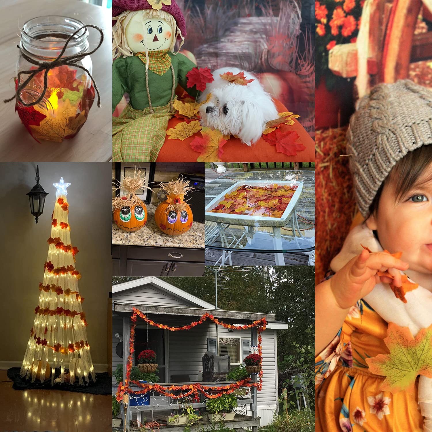 200 PCS Artificial Maple Leaves Fall Leaves For Wedding Thanksgiving Decor