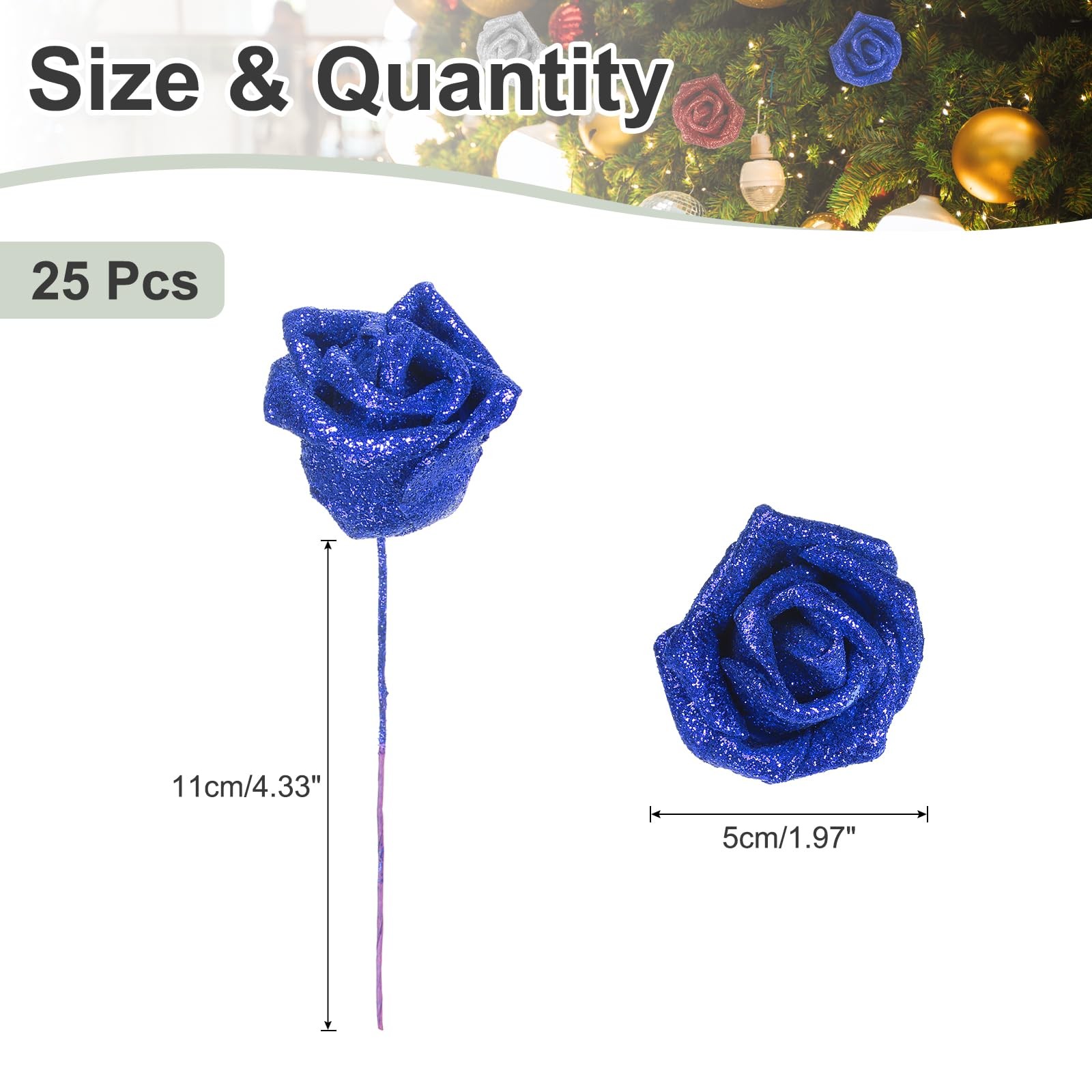Glitter Roses, 25 Pcs Foam Artificial Flowers Glitter Fake Roses Fake Flowers…