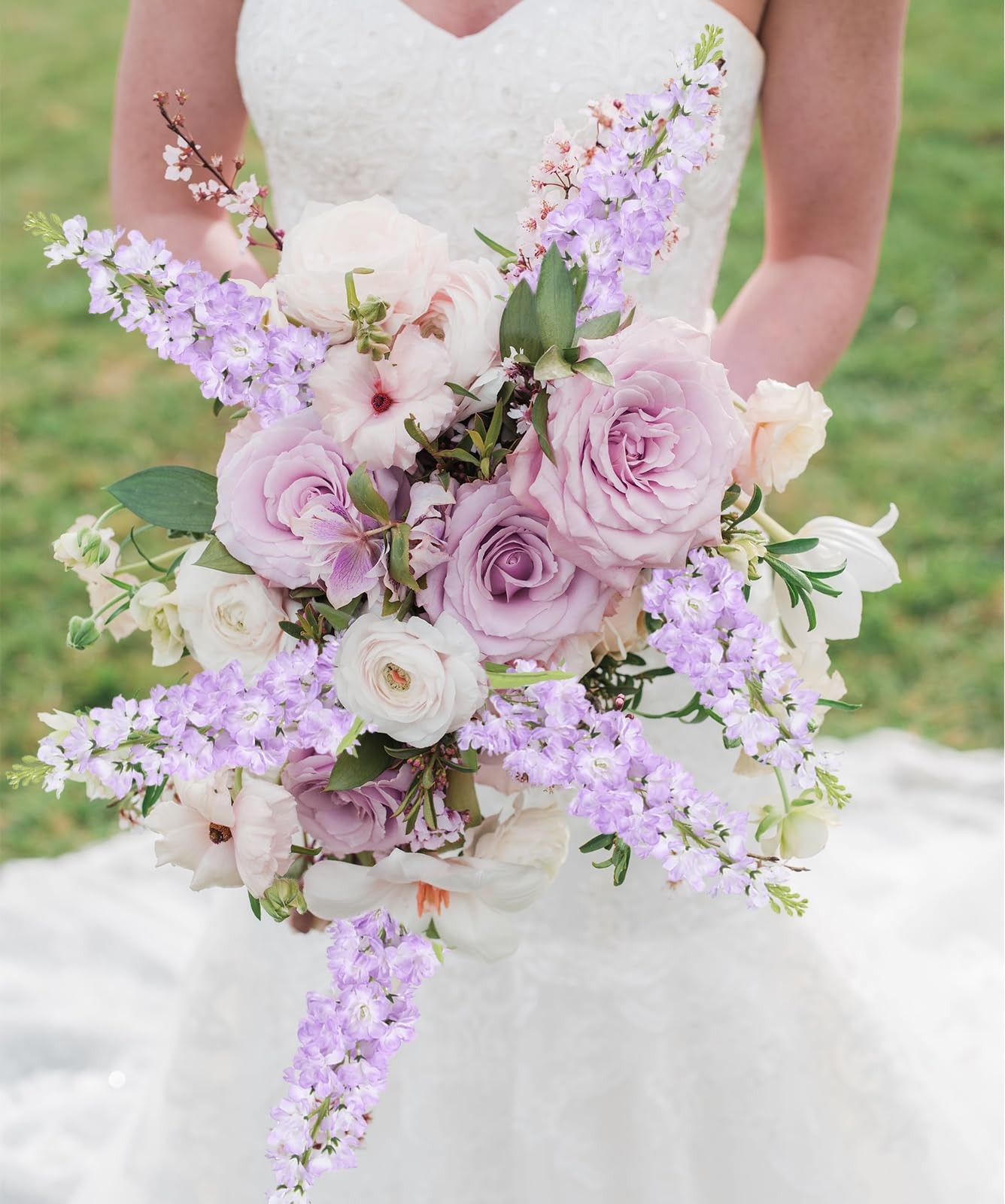 Light Purple Delphinium Artificial Flowers 5PCS Silk Flowers with Stems Snapd…