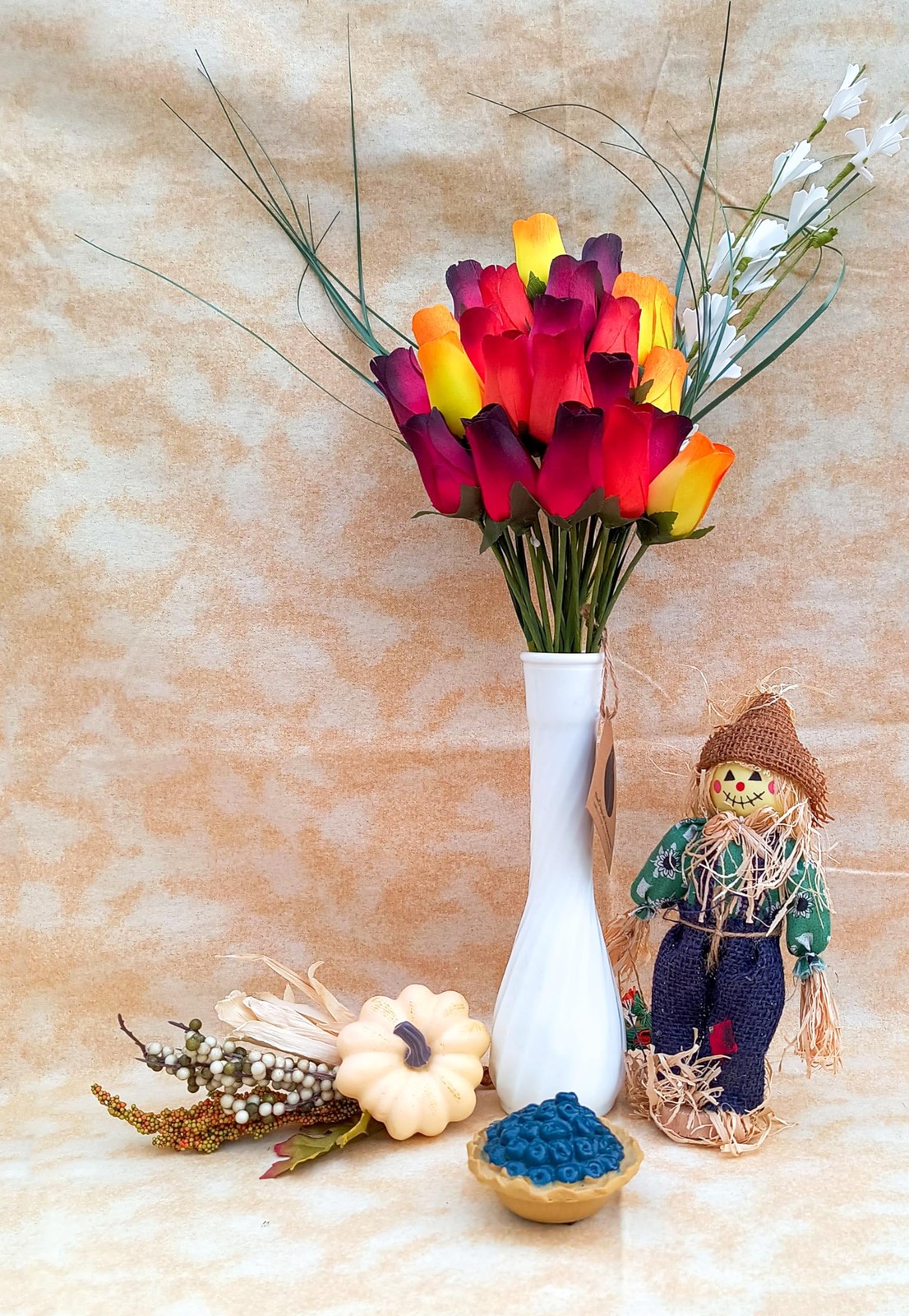 Bouquet Dark Fall Harvest Colors Yellows Oranges Reds, 2 Dozen 24 PCS Decor