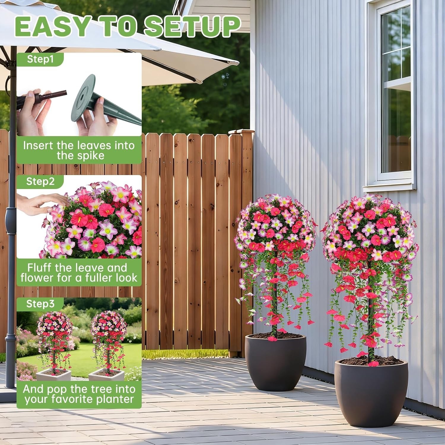 Elegant 2-Pack Artificial Pink Topiary Balls – Maintenance-Free Outdoor Beauty