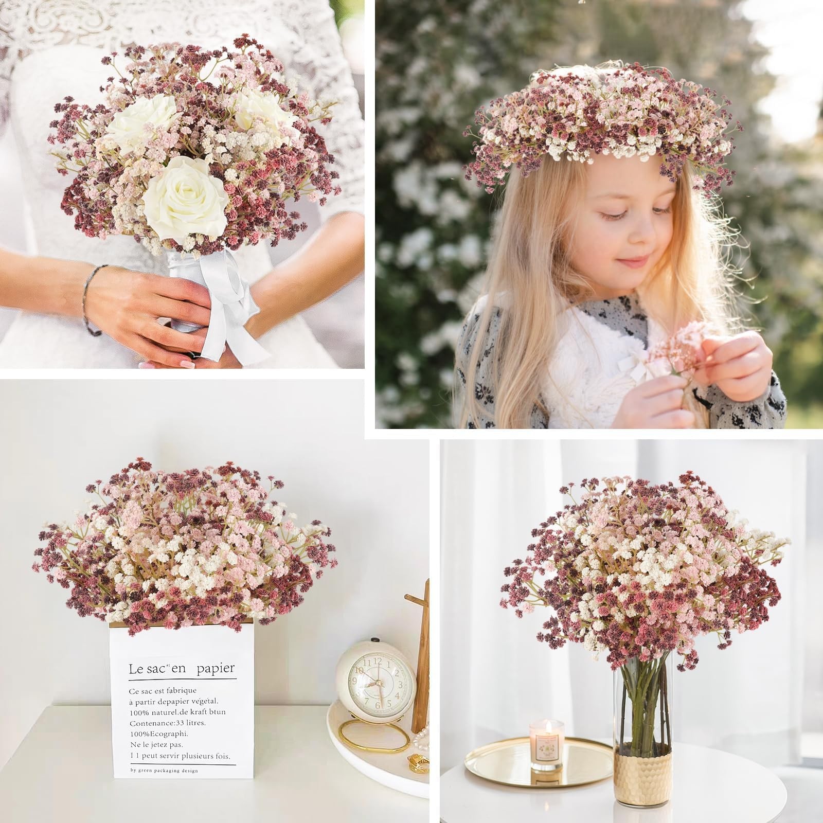 N&T NIETING Baby Breath Flowers Artificial Bulk, 10Pcs Fake Gypsophila Plants…