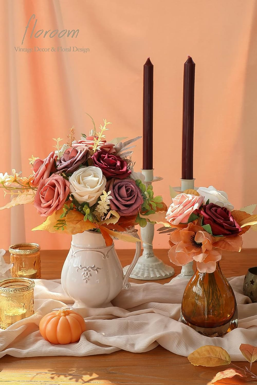 Artificial Flowers 25Pcs Real Looking Burgundy Ombre Colors Foam Fake Roses with