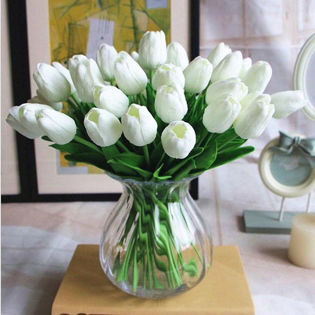 10PCS Real Touch Artificial Tulip Flowers PU Faux Tulip Stems Home Decor