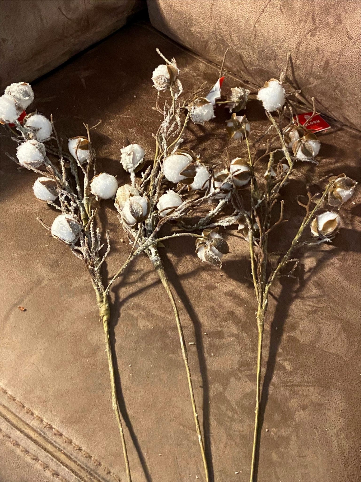 Lot of 3 Artificial Flowers Christmas Holiday Cotton Snow Balls Bloom Room Decor