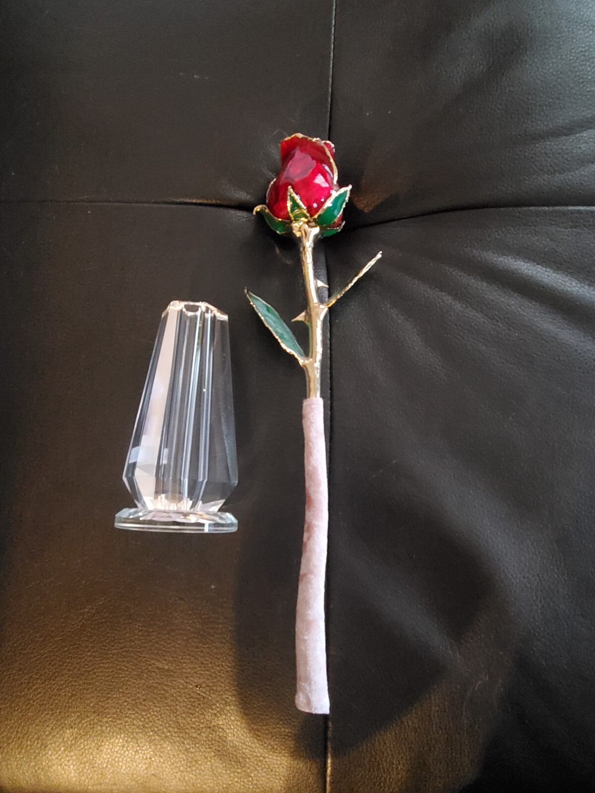 24k Gold Dipped Real Rose (Red) With Vase