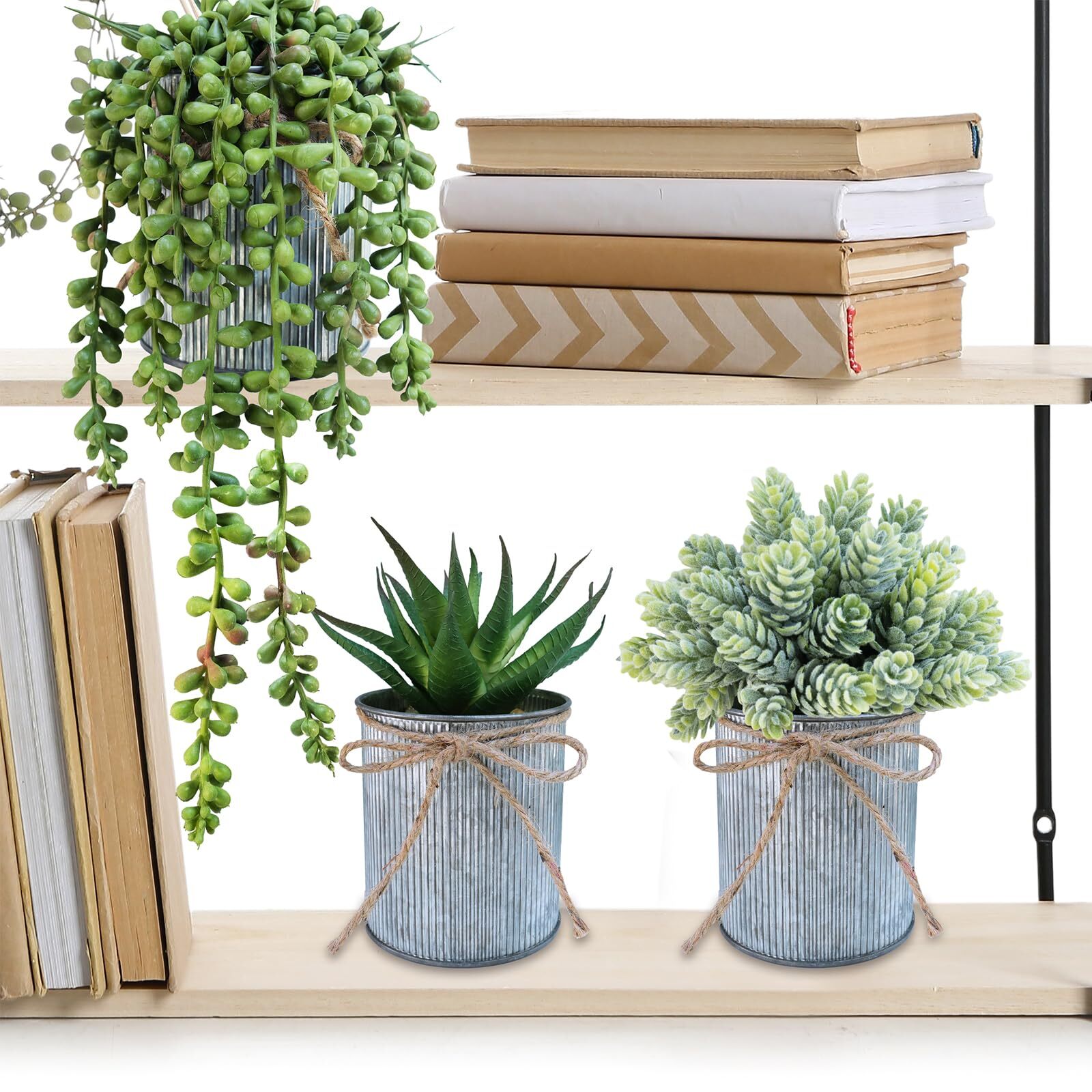 Set Of 3 Small Artificial Succulent Potted Plants Faux Aloe Hops Hanging Succule
