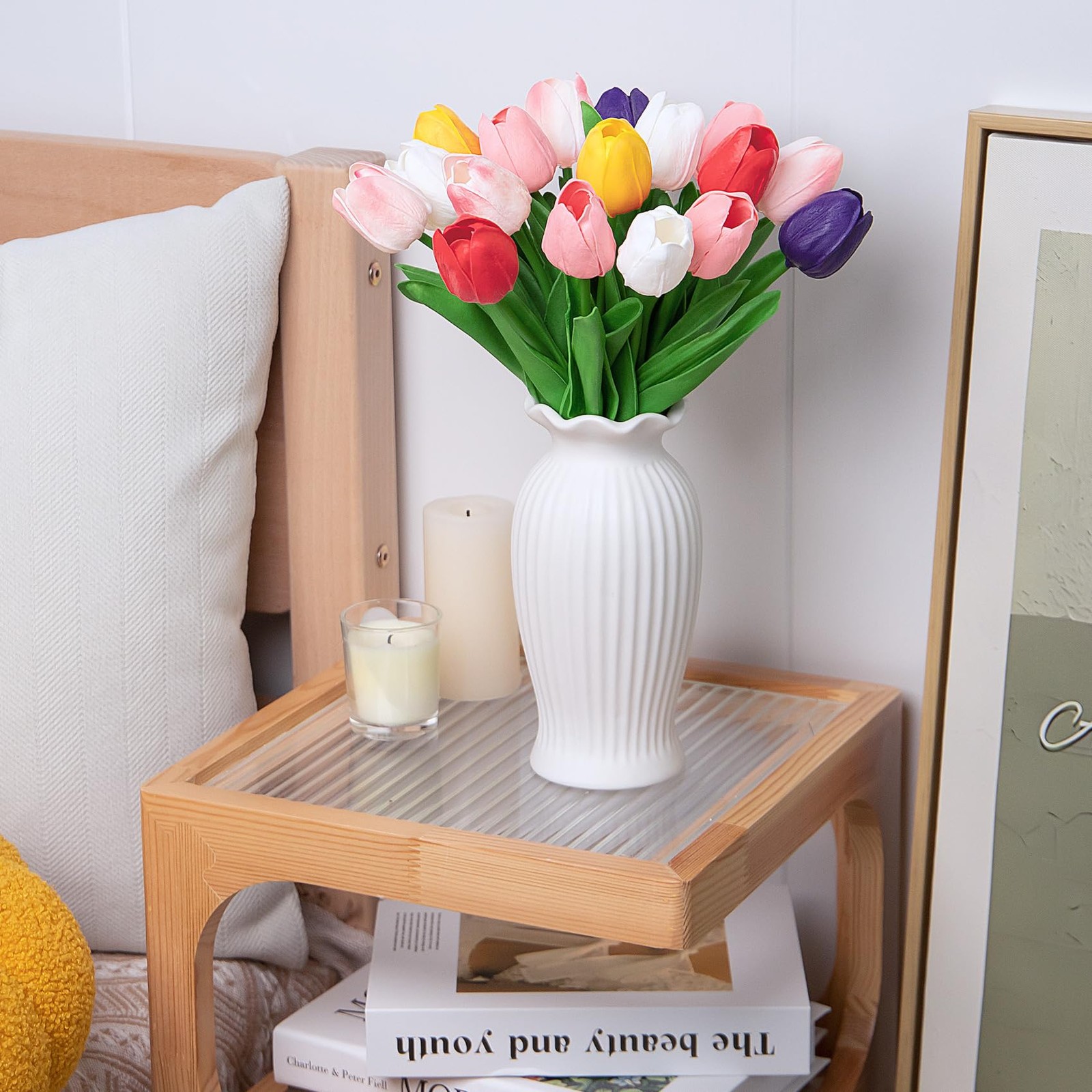 30 Pcs Multicolor Artificial Tulips Flowers for Decoration Real Touch PU Faux