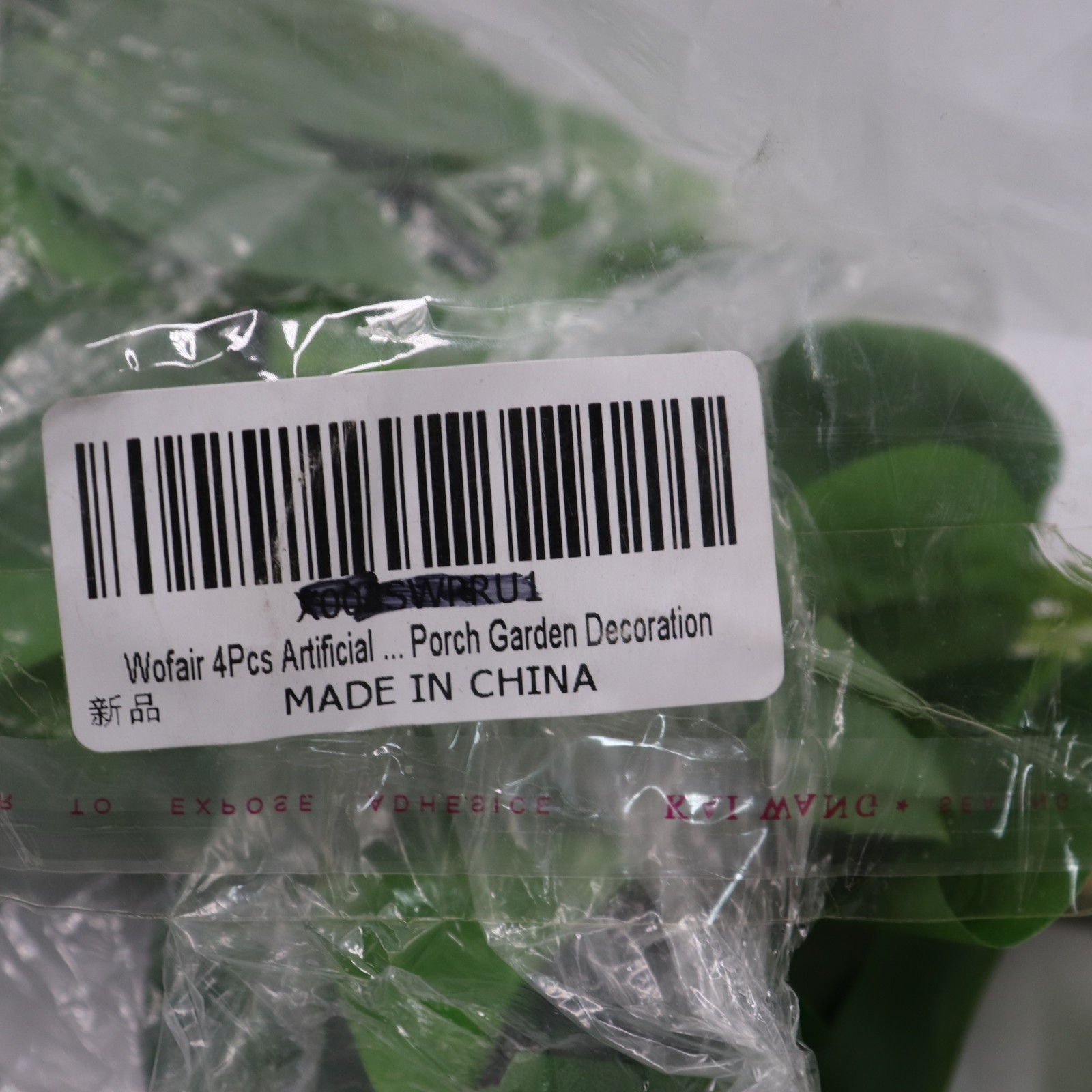(4-Pk) Wofair Artificial Hanging Plants Fake Ivy Leaves Polyester Green