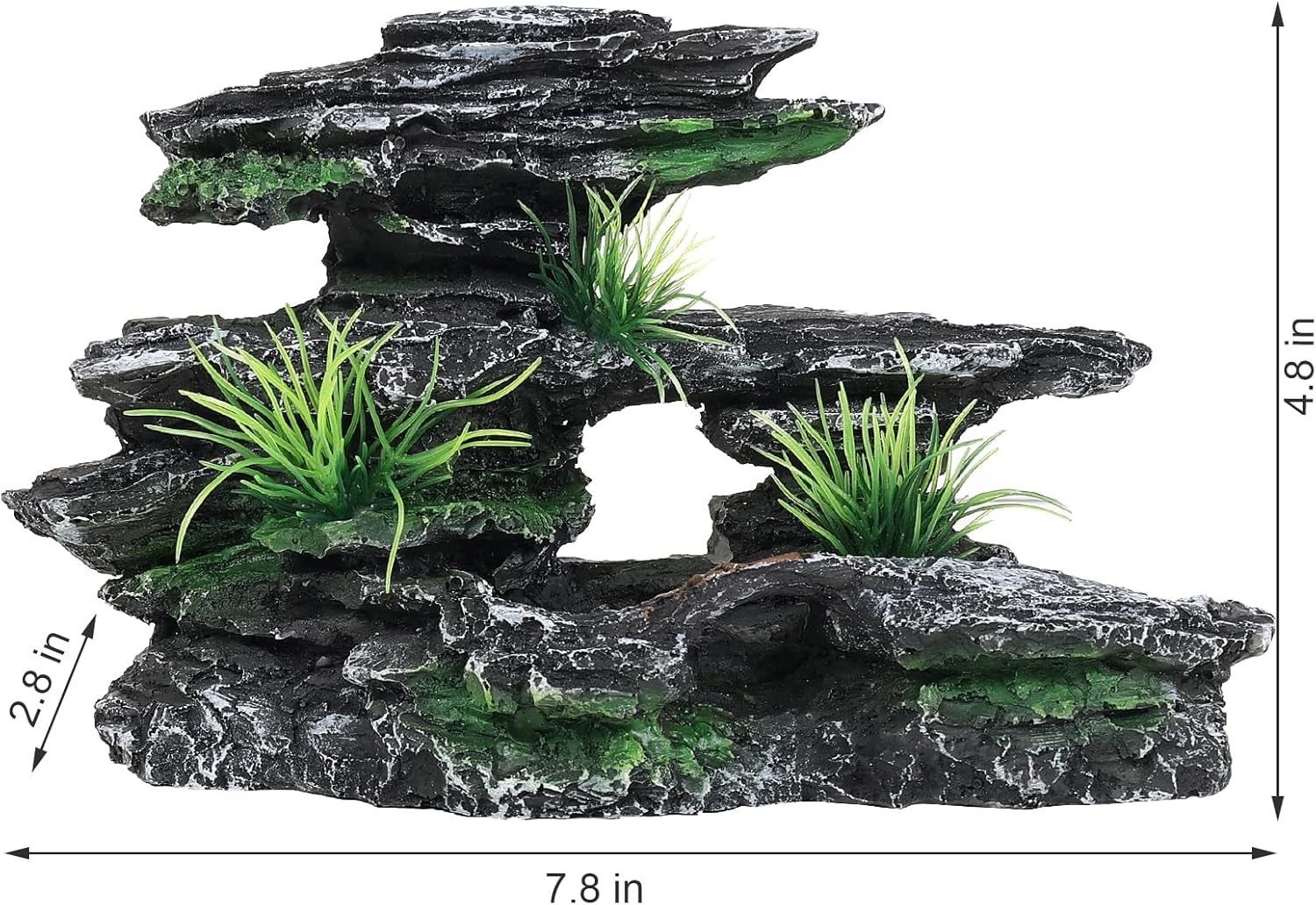 Aquarium Rock Cave Ornament Mountain View Stone Tree Landscape, Large Fish Tank