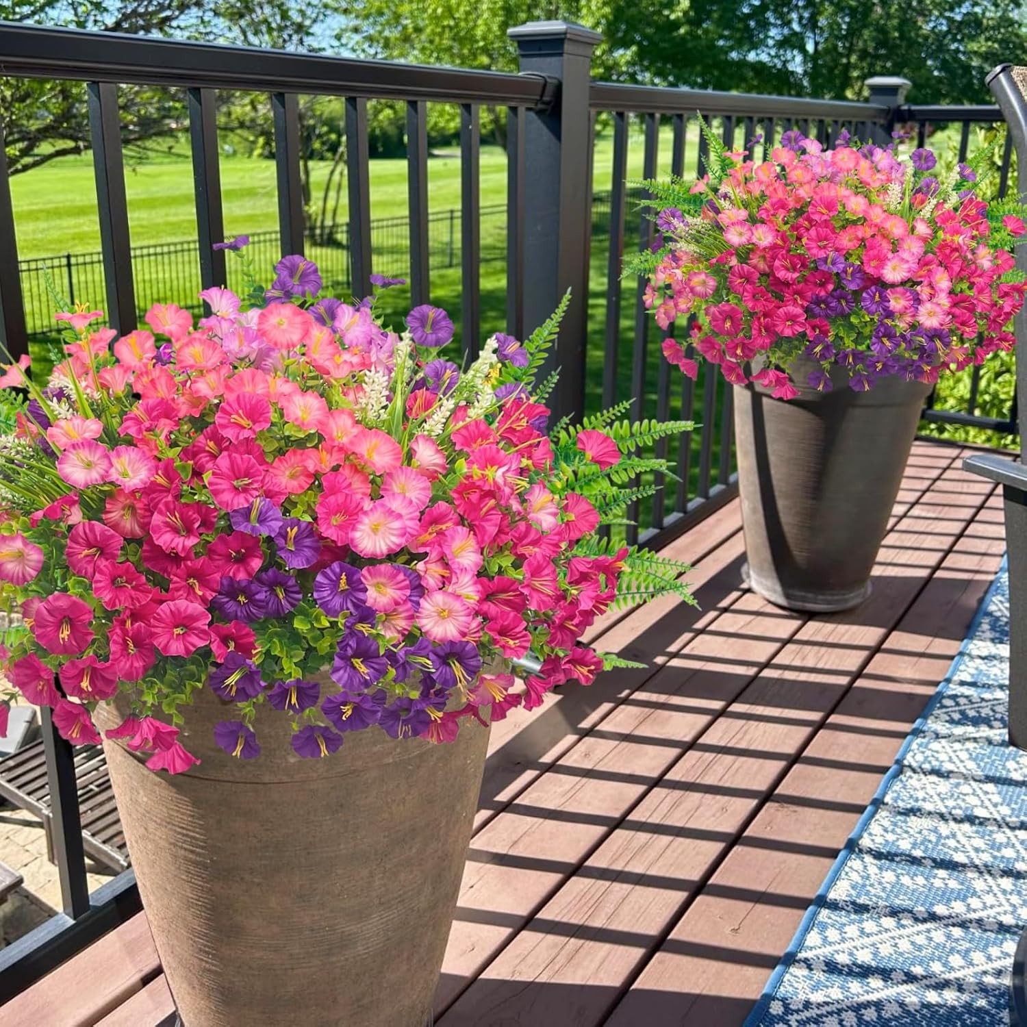 Artificial Petunias Flowers Faux Plants for Spring Outdoor Porch Planter