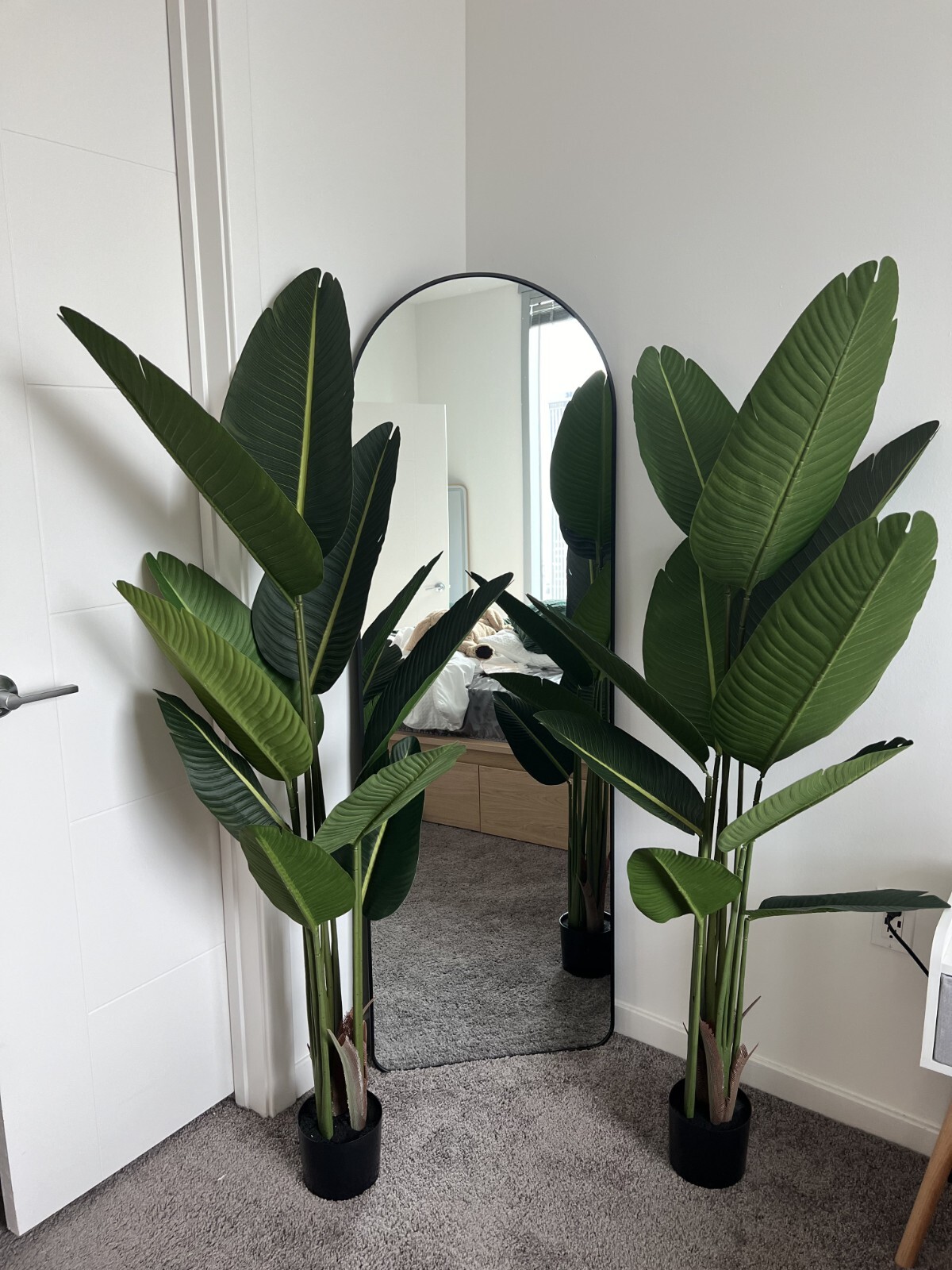 Set of 2 Fake Plants 5 Feet Tall Artificial Fern Trees Bird of Paradise NEW!