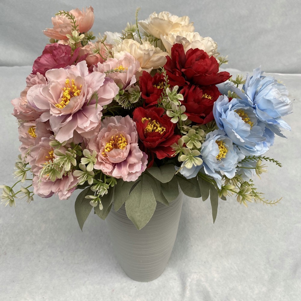 Lifelike Silk Peony Flowers for Home Decoration Vibrant Colors 35cm Height