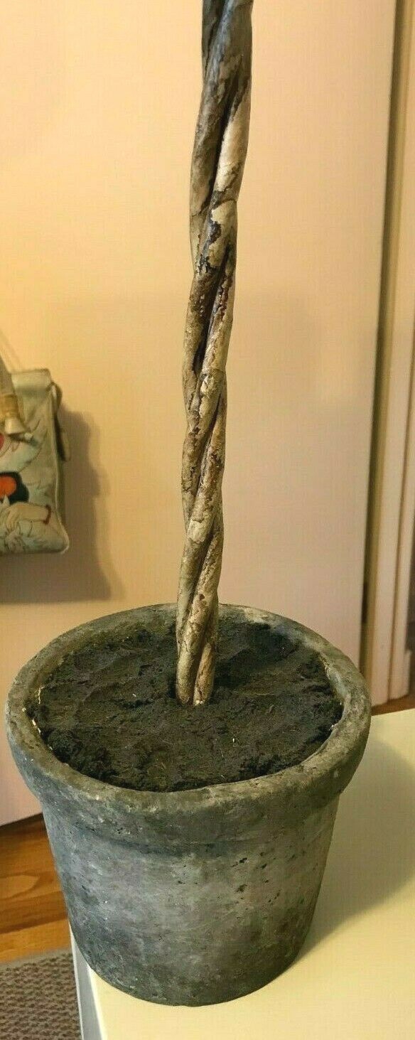 WHIMSICAL Faux One Ball Topiary Indoor Outdoor W/ FAUX STONE POT & DIRT