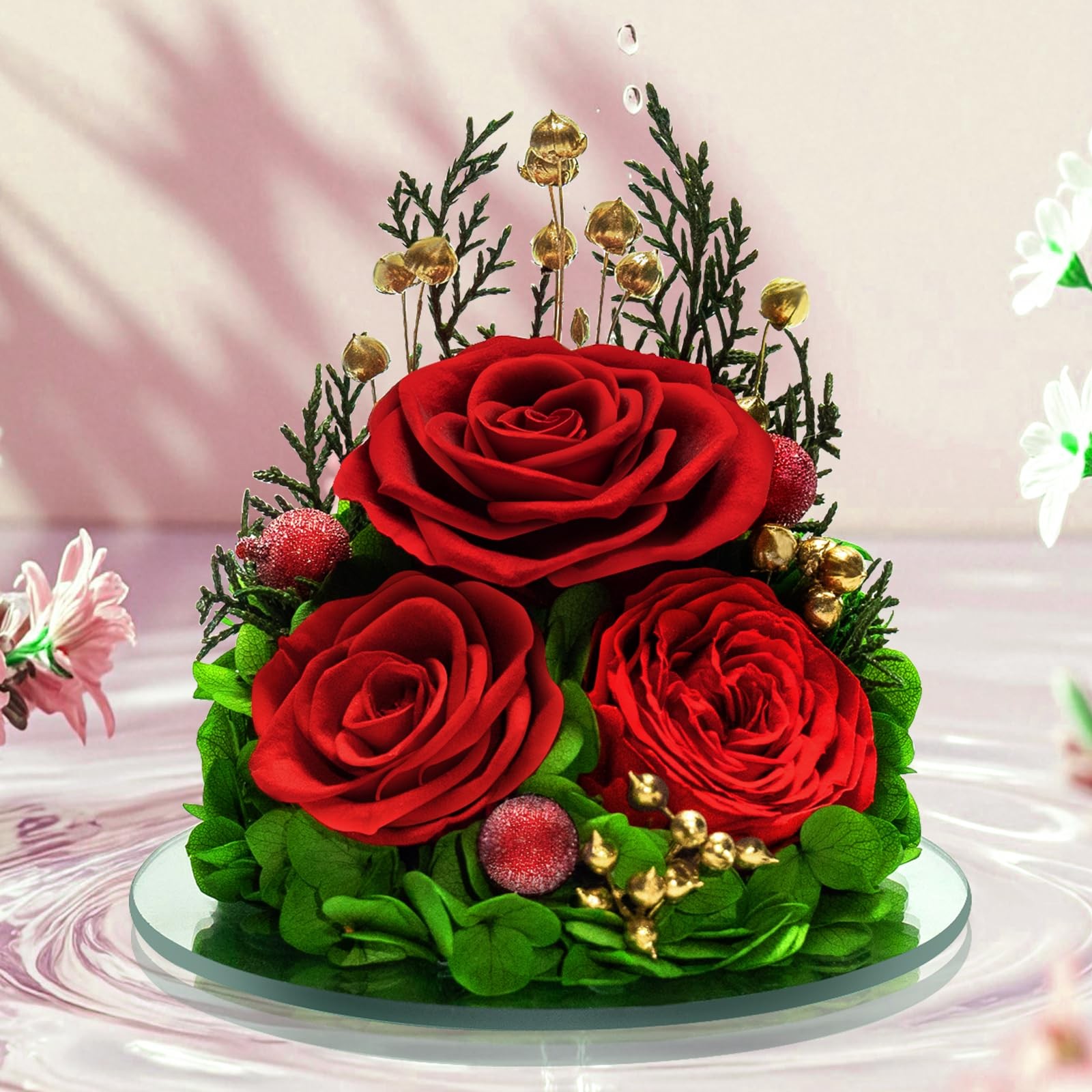 Gifts for Preserved Red Roses in Glass Angle Forever Red Flowers Gift for , M…