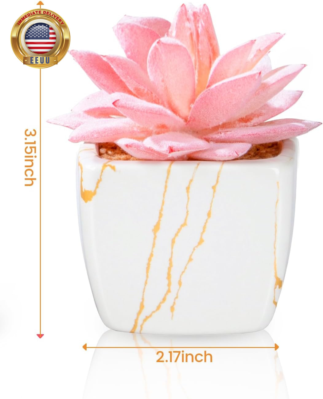 Artificial Succulent in 2PCS White Ceramic Pot, Small Fake Succulents Plants for