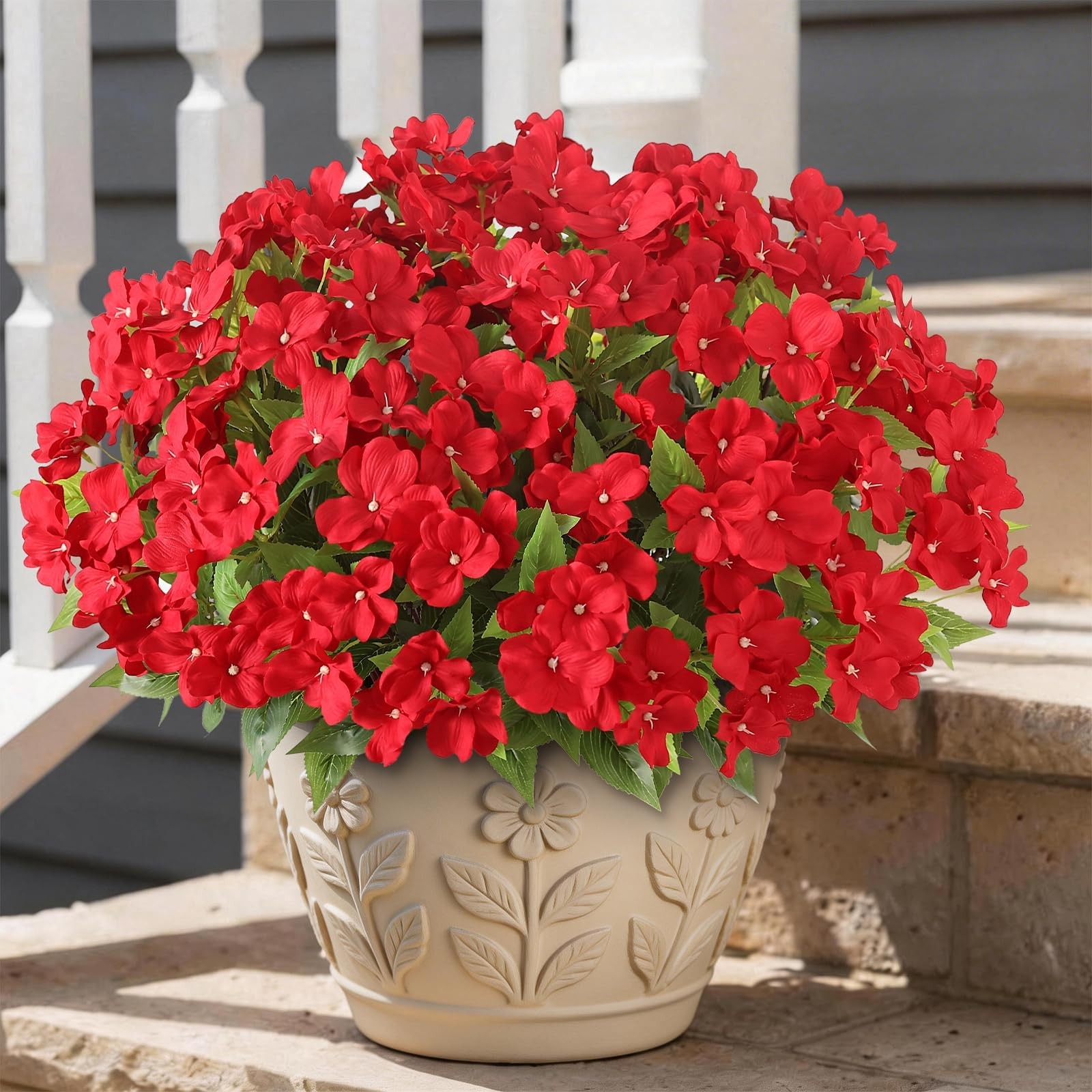 8 Bundles Artificial Impatiens for Outdoor Spring Summer Decor, No Fade Silk …