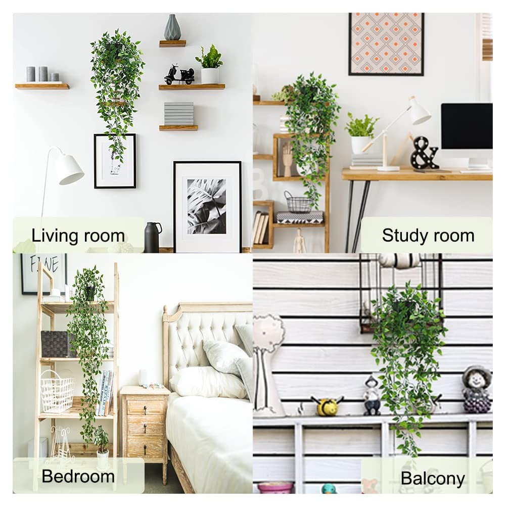Artificial Hanging Plants, 2pcs artificial plants indoors in pots, Greenery F…